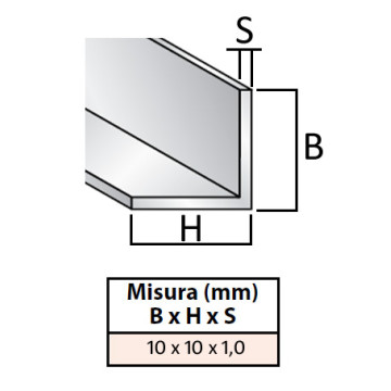 Profilo allum.argento Ang.10x10x1 mm