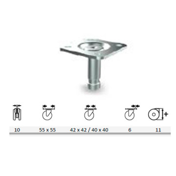 Piastra acciaio 38x38 mm per ruote 5920/5