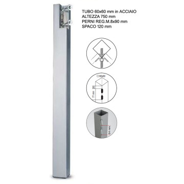 Set gambe tavolo Q.60x60 mm cromo luc.sp.120 mm