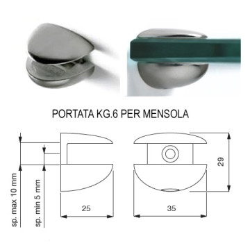 Mensola per vetro art.309/B bianco