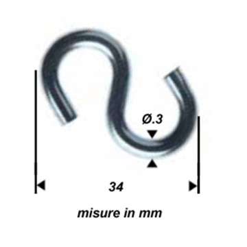 Gancio ad S per catena fe.zinc.N.17 Ø.3 mm