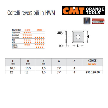 Coltello rev.HM 12x12x1,5 35°